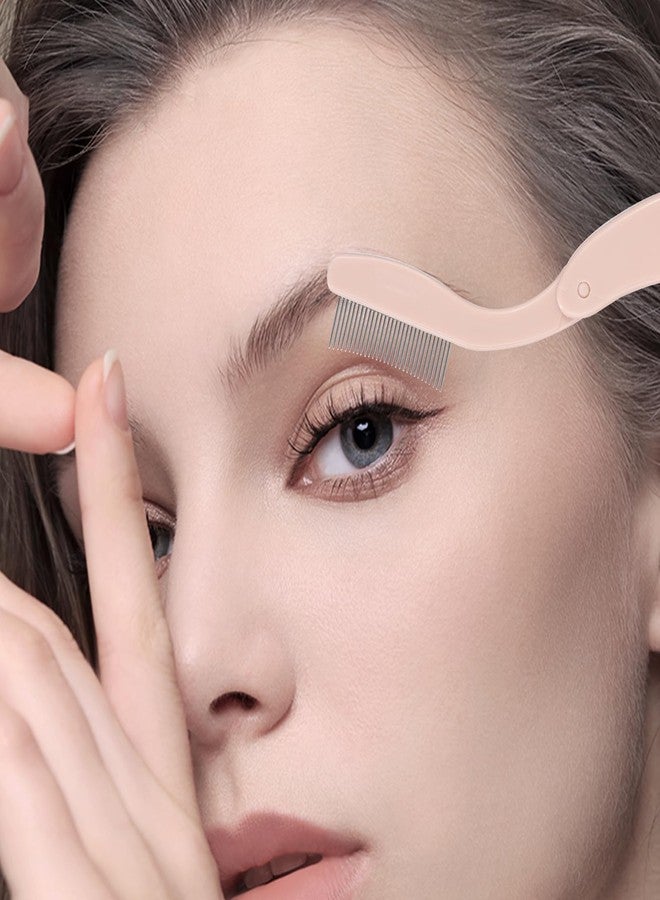 MSQ Eyelash Comb MSQ Eyelash Separator Tool Eyelash Comb Separator Folding Eyelash Brush Separator Lash Comb for Eyelash Makeup Brush (khaki) - Image 2