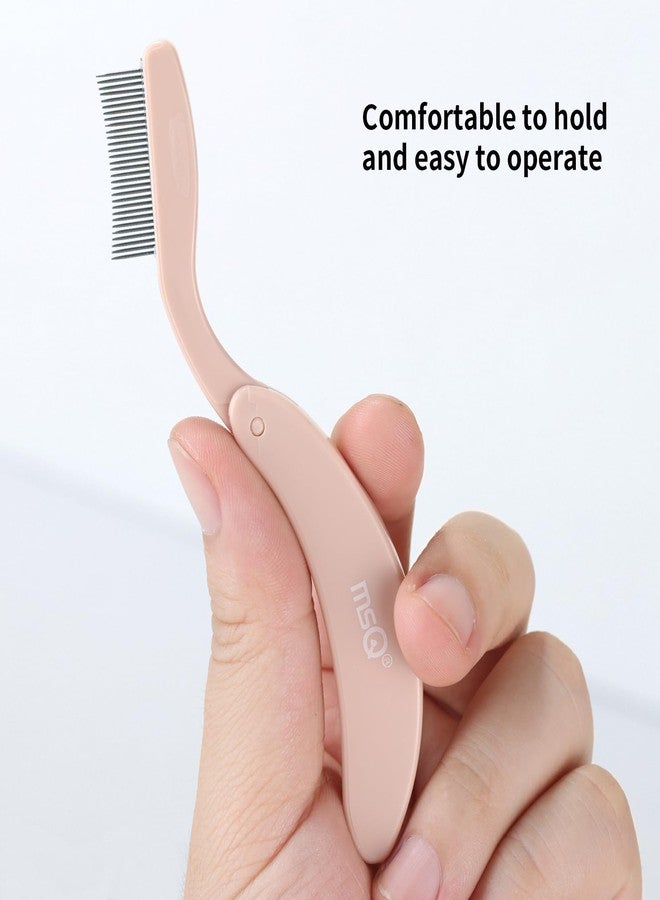 MSQ Eyelash Comb MSQ Eyelash Separator Tool Eyelash Comb Separator Folding Eyelash Brush Separator Lash Comb for Eyelash Makeup Brush (khaki) - Image 3