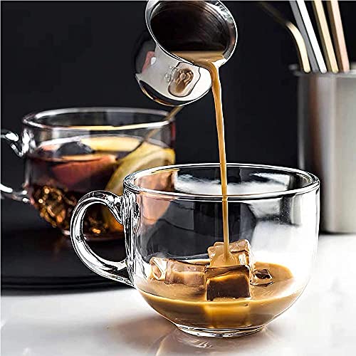 KOSH Crystal Clear Glass Cup Tea, Coffee, Milk, Cappuccino Mugs with Handles for Hot Jumbo Green Tea Cup, Soup Bowl Multi-Purpose Mug Set, 120ml Transparent (Pack of 2) (Round Cup) - Image 4