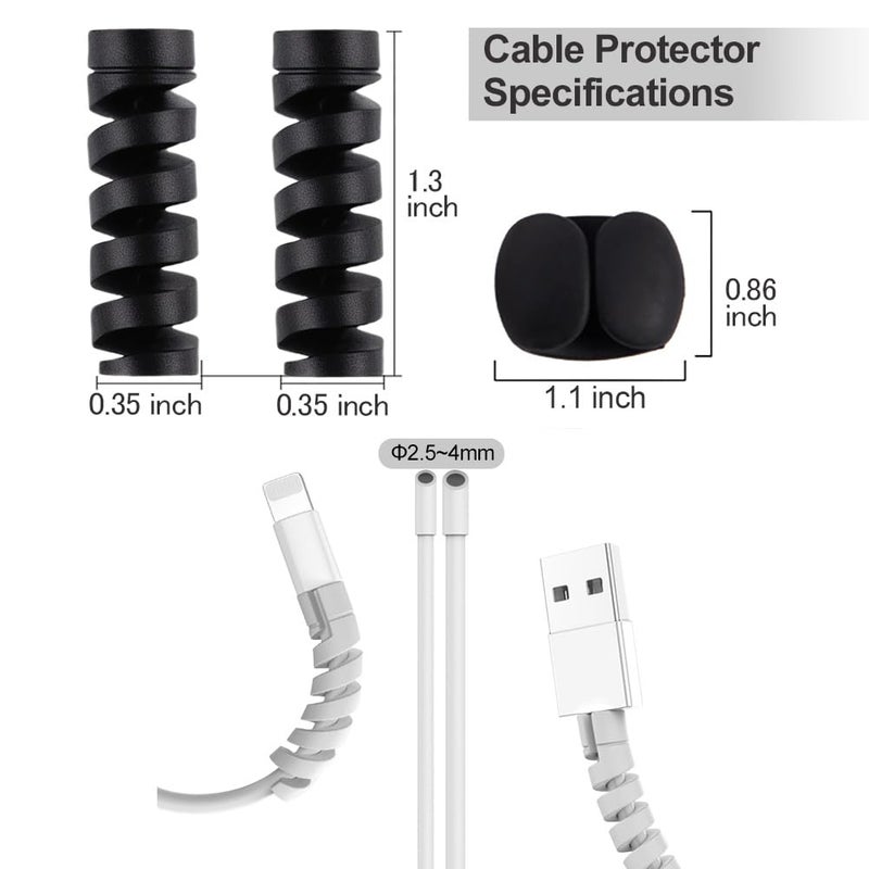 VIWIEU 36 PCS Charger Cable Protector for iPhone, Cord Protectors for Phone iPad Charging Cable with 2 Desk Cable Clips, Break-and-Bend-Resistant Cord Saver for MacBook, Laptop Accessory (Black/Gray) - Image 2
