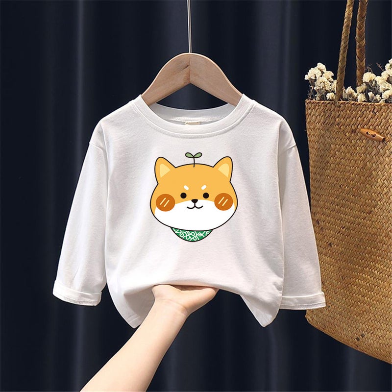 H2209# Boys And Girls Cotton Long Sleeve T-Shirt Children Autumn New Cotton Girls Long Sleeve Cartoon Printed Base Shirt - Image 4