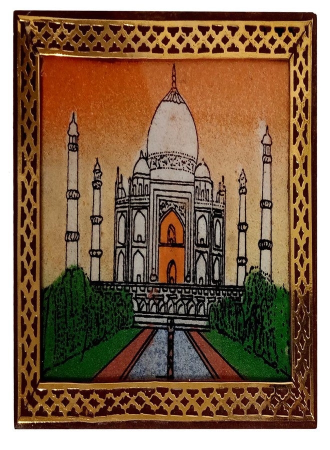 Purpledip Wooden Gemstone Painting Box Taj Mahal: Collectible Souvenir Gift, 4 * 3 Inch (12522B) - Image 4