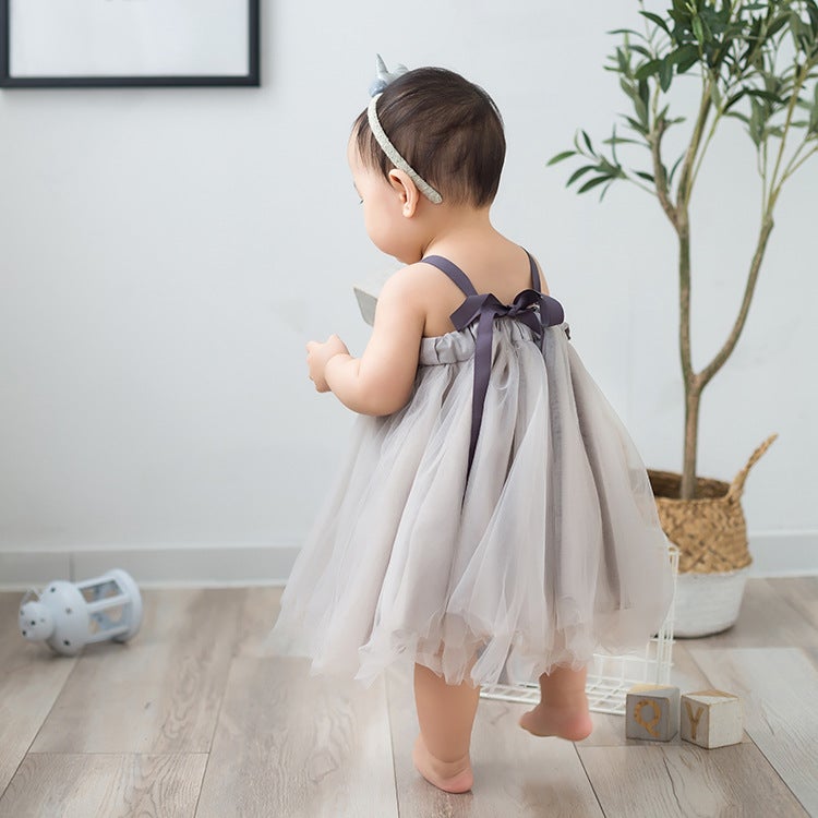 Japanese Marl Tutu Skirt Childrens Puff Princess Summer Light gray  - Image 5