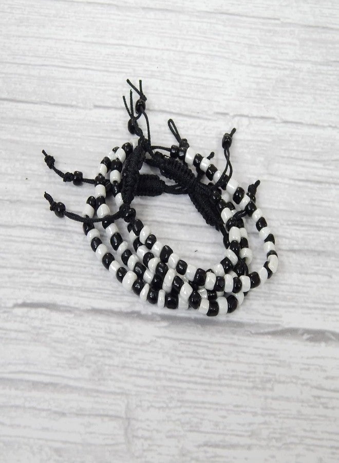 Baby Nazariya Bracelets, Set of 4, Adjustable, Cotton Thread, Black & White Beads - Image 3