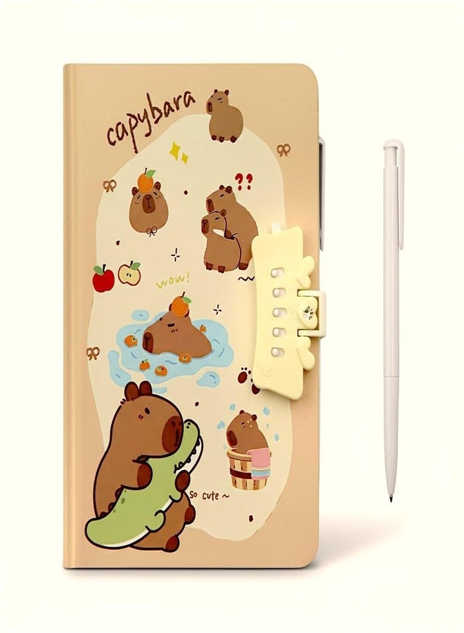 SHREE TECHNESH Beautiful Capybara Password Lock Diary with Pen | Secret Writing Notebook Journal Gift Set for Kids, Girls & Adults | Cute Stationery Diary with Lock & Pen - Image 1