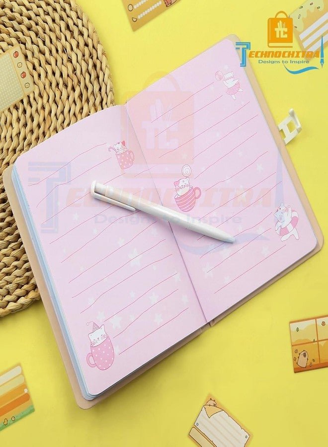 SHREE TECHNESH Beautiful Capybara Password Lock Diary with Pen | Secret Writing Notebook Journal Gift Set for Kids, Girls & Adults | Cute Stationery Diary with Lock & Pen - Image 2