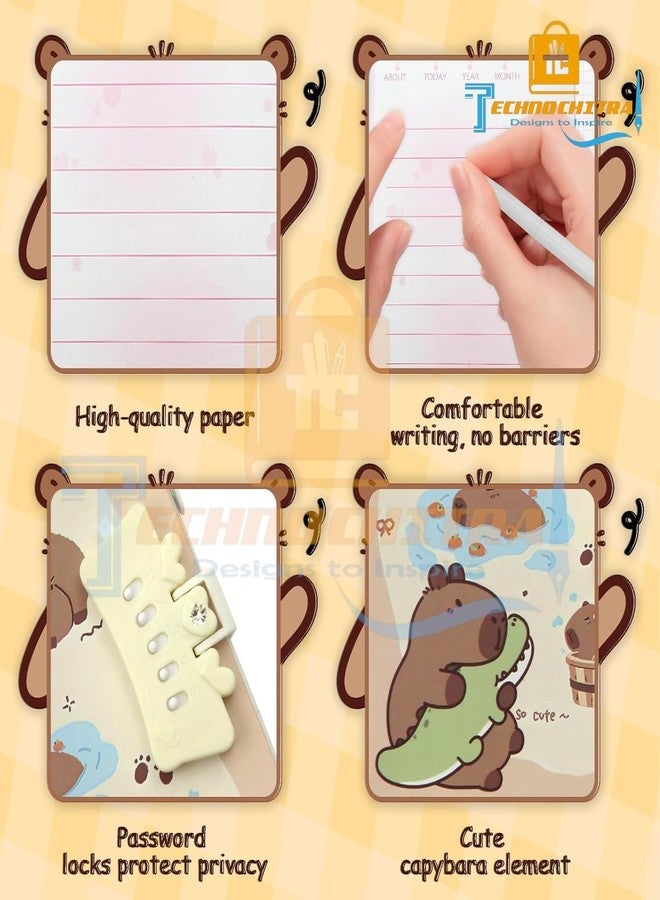 SHREE TECHNESH Beautiful Capybara Password Lock Diary with Pen | Secret Writing Notebook Journal Gift Set for Kids, Girls & Adults | Cute Stationery Diary with Lock & Pen - Image 5