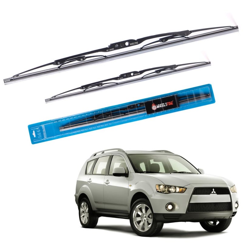 Wheelyfine Car Wiper Blades | Metal Frame | Water Repellent Windshield Wipers | Blade Refills (Mitsubishi Outlander (2008-2012) Dr 24"/Pa 21") - Image 1