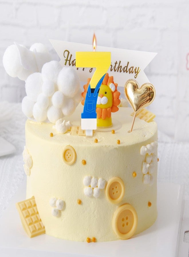 lasuroa Anime Themed Candles, Cartoon Blue and Yellow Number Candles, Cute Blue Jeans Cartoon Happy Birthday Candles, Birthday Topper Candles Perfect Birthday Cake Decorations(Number 7) - Image 5