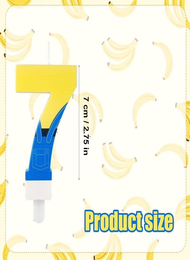 lasuroa Anime Themed Candles, Cartoon Blue and Yellow Number Candles, Cute Blue Jeans Cartoon Happy Birthday Candles, Birthday Topper Candles Perfect Birthday Cake Decorations(Number 7) - Image 2