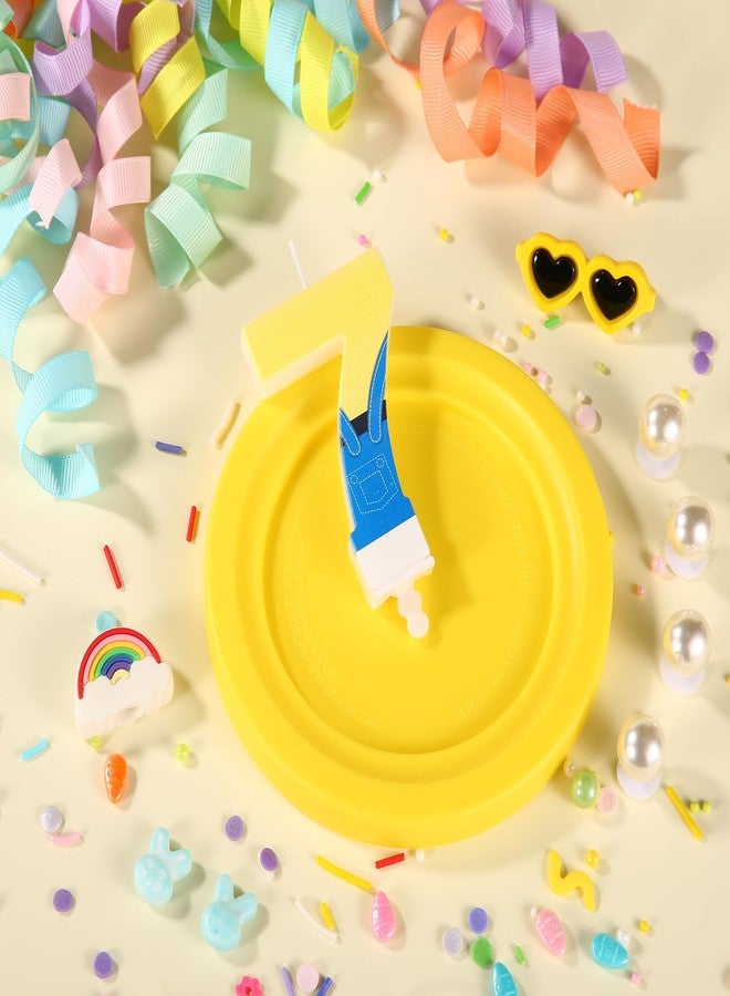 lasuroa Anime Themed Candles, Cartoon Blue and Yellow Number Candles, Cute Blue Jeans Cartoon Happy Birthday Candles, Birthday Topper Candles Perfect Birthday Cake Decorations(Number 7) - Image 3