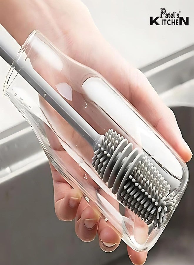 Patel's Kitchen Silicone Bottle Cleaning Brush,Pack of 2, Grey - Image 3