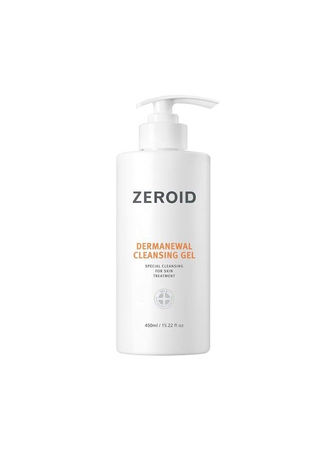 ZEROID Dermanewal Cleansing Gel 450ml Pump Dispenser, Special Cleansing for Post Skin Treatments - Image 1
