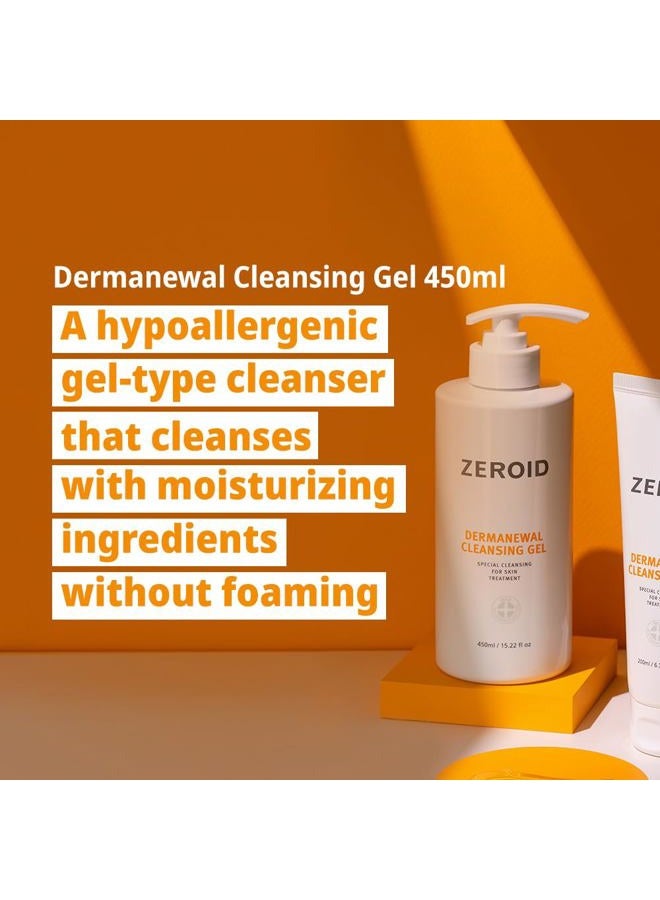 ZEROID Dermanewal Cleansing Gel 450ml Pump Dispenser, Special Cleansing for Post Skin Treatments - Image 3