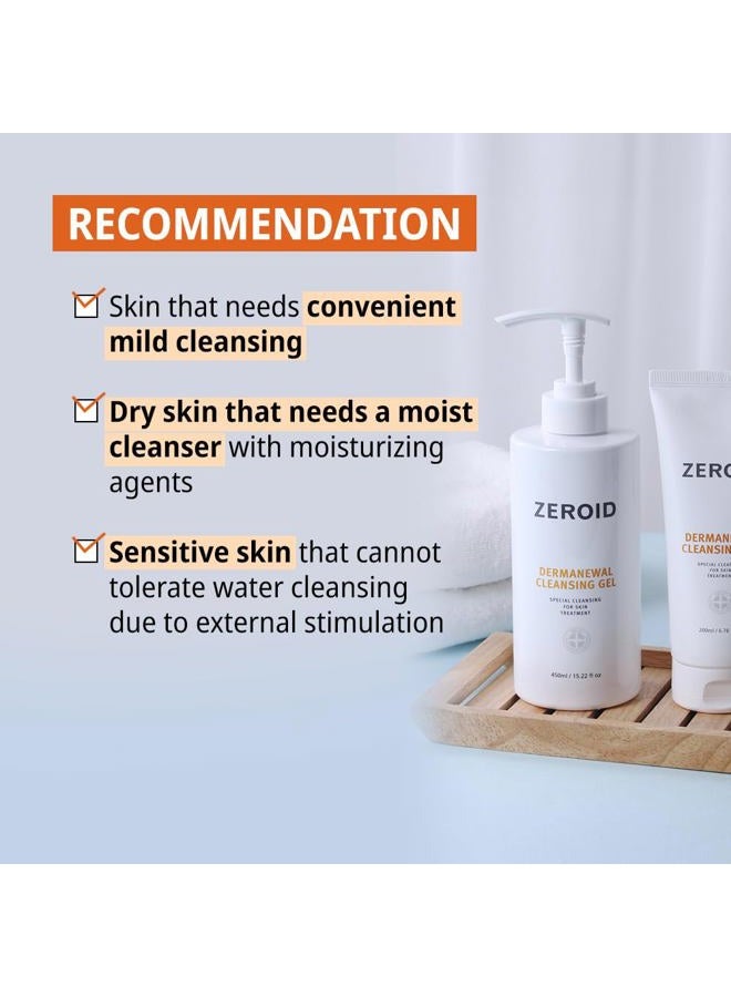 ZEROID Dermanewal Cleansing Gel 450ml Pump Dispenser, Special Cleansing for Post Skin Treatments - Image 5