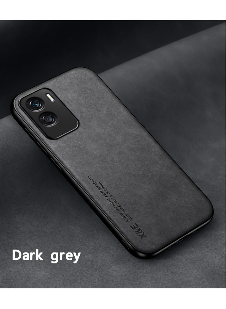 ايكارلوس جراب لهاتف Honor 90 Lite 5G مع غطاء ممتص للصدمات مدمج بلوحة معدنية رمادي غامق - Image 2