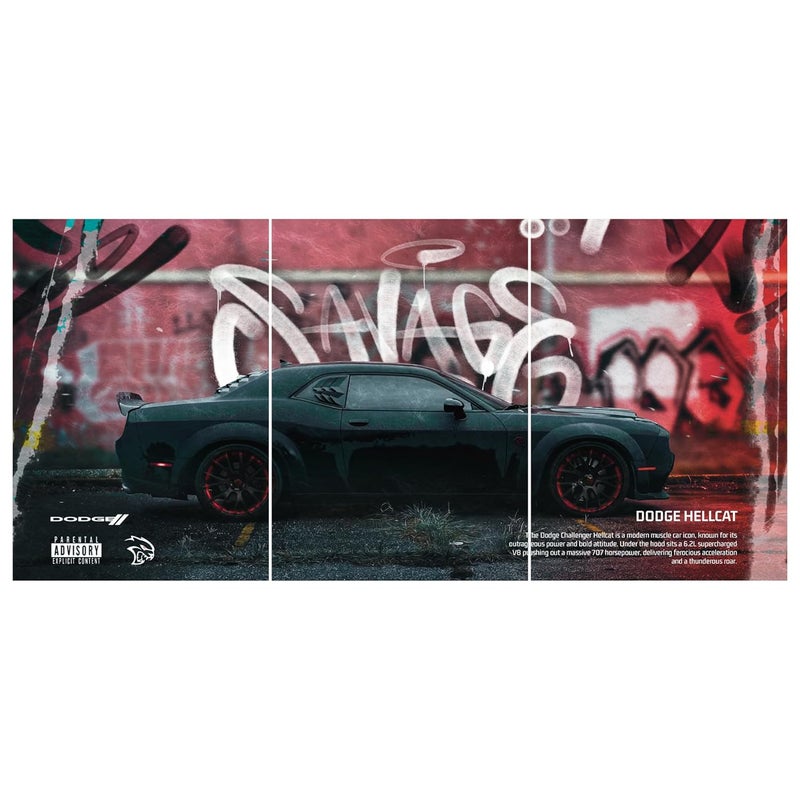 Thepaper9store Poster Set of 3 – A3 Size (Each) | Total Wall Coverage 35x49 Inches | American Muscle Car Wall Art for Bedroom, Garage, Living Room | Dodge Challenger SRT Hellcat Decor (Dodge Hellcat) - Image 1