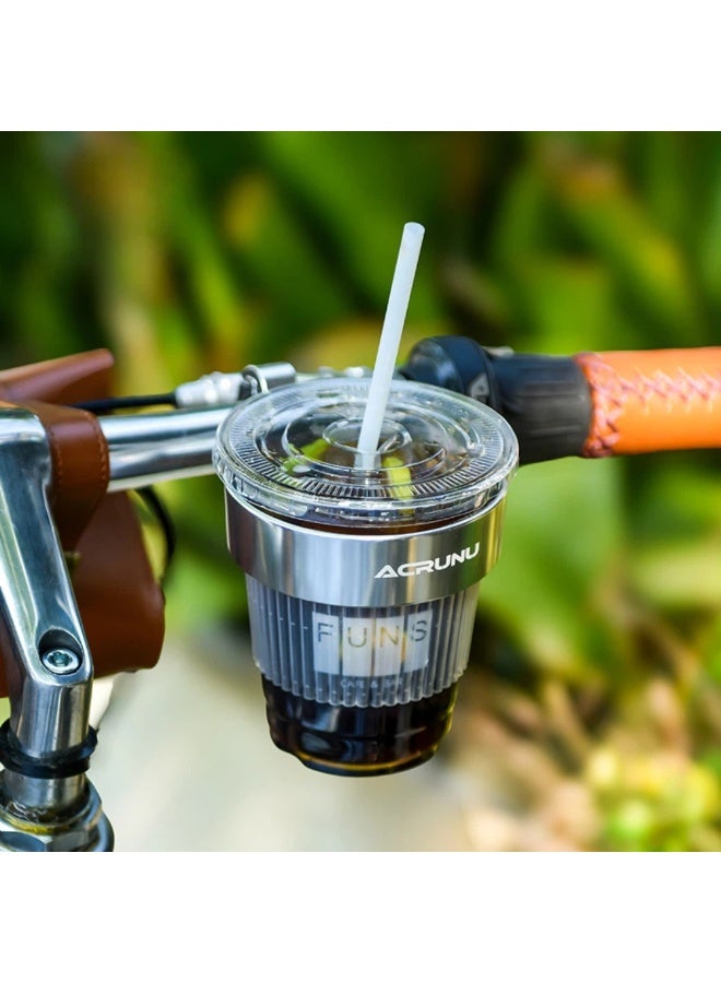 ACRUNU Silver Aluminum Alloy Bike Cup Holder – Fits Handlebars up to 41mm, with Foam Padding & Rubber Lining - Image 1