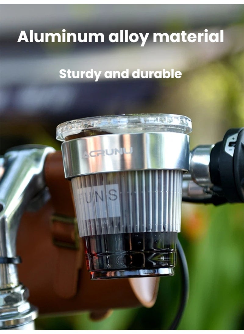 ACRUNU Silver Aluminum Alloy Bike Cup Holder – Fits Handlebars up to 41mm, with Foam Padding & Rubber Lining - Image 3