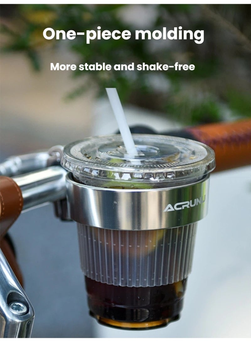 ACRUNU Silver Aluminum Alloy Bike Cup Holder – Fits Handlebars up to 41mm, with Foam Padding & Rubber Lining - Image 5