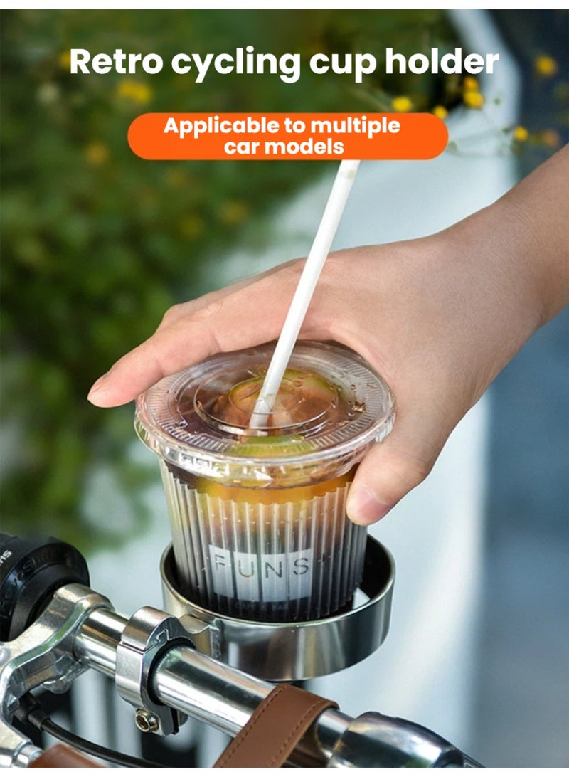 ACRUNU Silver Aluminum Alloy Bike Cup Holder – Fits Handlebars up to 41mm, with Foam Padding & Rubber Lining - Image 2