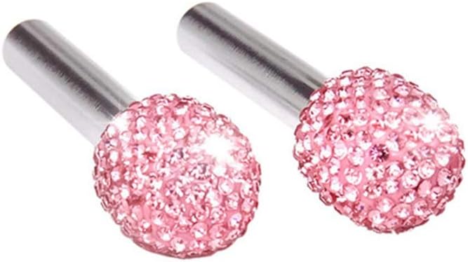 cheekyglo 2 Pieces Car Door Lock Pin, Decortion ling Rhinestone uto Interior Lock Pull Pin Knos luminum lloy Universal uto Interior ccessories, Pink-Pink - Image 1