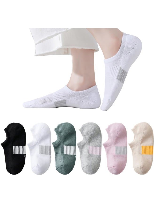 EPEIUS Thick No Show Socks for Women Athletic Ankle Socks Cushioned Running Low Cut Non Slip Footies 3/6 Pairs, Assorted 6 Pack, 8-11 - Image 1