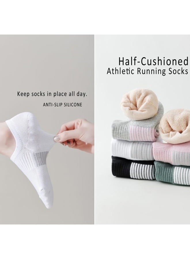 EPEIUS Thick No Show Socks for Women Athletic Ankle Socks Cushioned Running Low Cut Non Slip Footies 3/6 Pairs, Assorted 6 Pack, 8-11 - Image 5