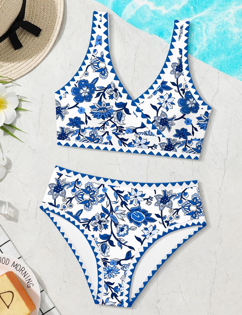 KANGKANG Girls Swimsuit Bikini Set, Girls Swimsuits Size 10-12 Solid Color V-Neck Two Piece Teen Bathing Suits with Chest Pad Adjustable Straps Swimwear Set - Image 4