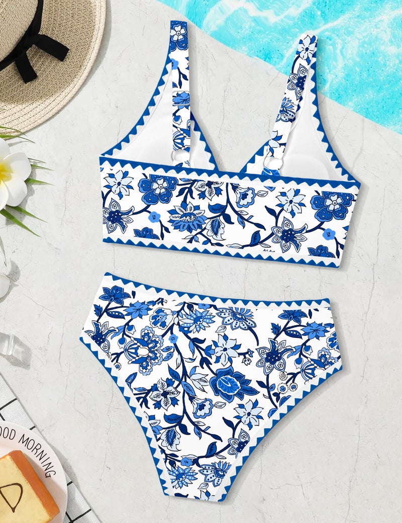 KANGKANG Girls Swimsuit Bikini Set, Girls Swimsuits Size 10-12 Solid Color V-Neck Two Piece Teen Bathing Suits with Chest Pad Adjustable Straps Swimwear Set - Image 5