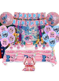 xppier Lilo & Stitch Birthday & Party Decoration Set, 101 Pcs Stitch & Lilo Cartoon Party Favor for Kids , Included 50pcs Stitch Stickers, Banners, Cake Decoration, Balloons  - Image 2