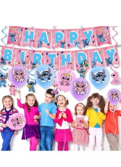 xppier Lilo & Stitch Birthday & Party Decoration Set, 101 Pcs Stitch & Lilo Cartoon Party Favor for Kids , Included 50pcs Stitch Stickers, Banners, Cake Decoration, Balloons  - Image 5