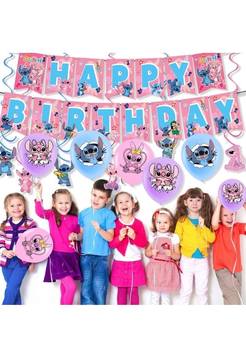 xppier Lilo & Stitch Birthday & Party Decoration Set, 101 Pcs Stitch & Lilo Cartoon Party Favor for Kids , Included 50pcs Stitch Stickers, Banners, Cake Decoration, Balloons  - Image 5