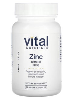 Vital Nutrients Zinc (Citrate) 30 mg 90 Vegan Capsules 