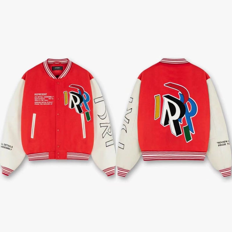 American Retro Brand Big R Letter Embroidered Woolen Baseball Suit Casual Loose Jacket Coat Men And Women - Image 1