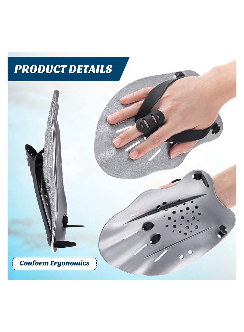 SYOSI 2 Pair Contour Swim Paddles Hand Swim Training Paddles Hand Swim Paddles Hand with Adjustable Straps Swimming Hand Paddles for Women Men and Children Professional Swimming Accessories - Image 5