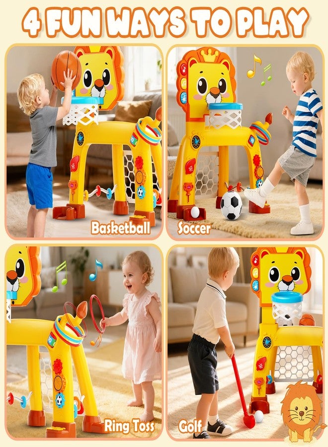 nicknack 4-in-1 Toddler Basketball Hoop & Soccer Goal and Golf Toys, Interactive Lion Musical Sports Toys with Light for 1 2 3 Year Old Boys Girls, Baby Toy for 12-18 Months, Christmas Birthday Toy Gifts - Image 2