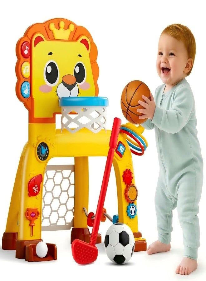 nicknack 4-in-1 Toddler Basketball Hoop & Soccer Goal and Golf Toys, Interactive Lion Musical Sports Toys with Light for 1 2 3 Year Old Boys Girls, Baby Toy for 12-18 Months, Christmas Birthday Toy Gifts - Image 1