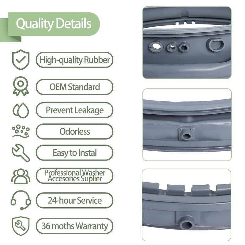 Wadoy Washer Door Boot Seal Gasket Compatible with LG Kenmore WM3470HVA WM3570HVA - Image 3