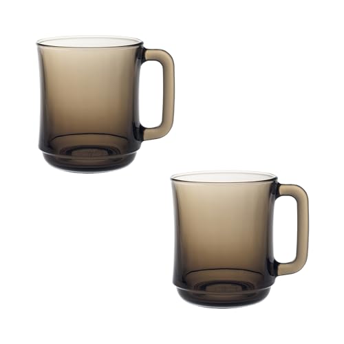 Duralex® France LYS Sepia Glass Mugs | 310ml Set of 2 Mugs | 3X Stronger & Durable, Stackable Coffee & Tea Mugs | Microwave & Dishwasher Safe | Giftable Mug Set - Image 1