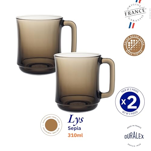 Duralex® France LYS Sepia Glass Mugs | 310ml Set of 2 Mugs | 3X Stronger & Durable, Stackable Coffee & Tea Mugs | Microwave & Dishwasher Safe | Giftable Mug Set - Image 5
