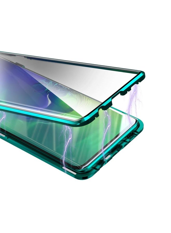 HuHa Case Cover For Samsung Galaxy S9+ Magnetic Metal Frame Double-sided Tempered Glass Case(Green) - Image 4