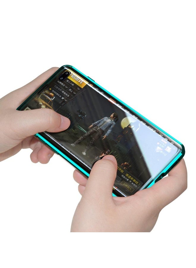 HuHa Case Cover For Samsung Galaxy S9+ Magnetic Metal Frame Double-sided Tempered Glass Case(Green) - Image 3