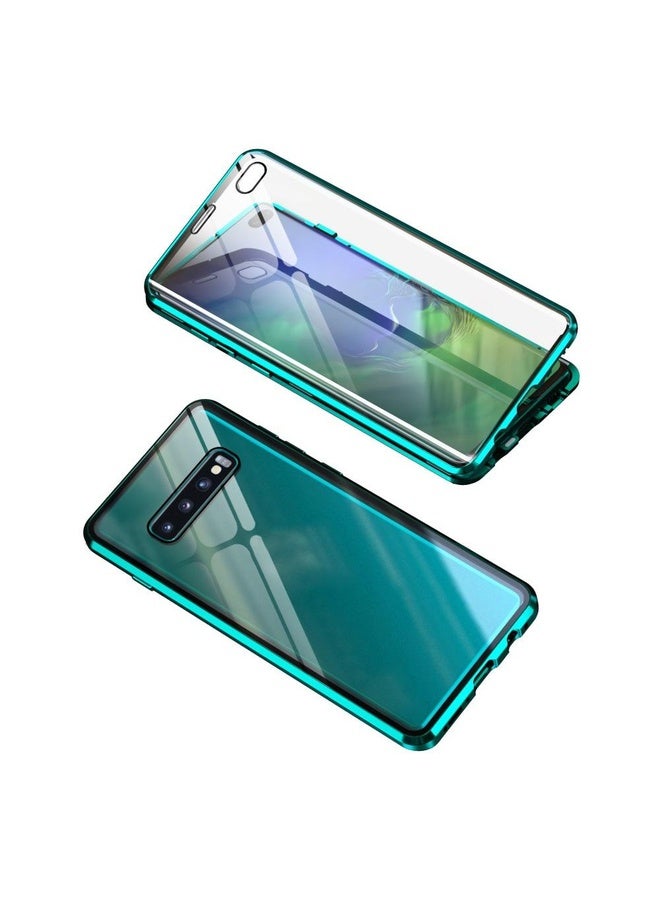 HuHa Case Cover For Samsung Galaxy S9+ Magnetic Metal Frame Double-sided Tempered Glass Case(Green) - Image 2