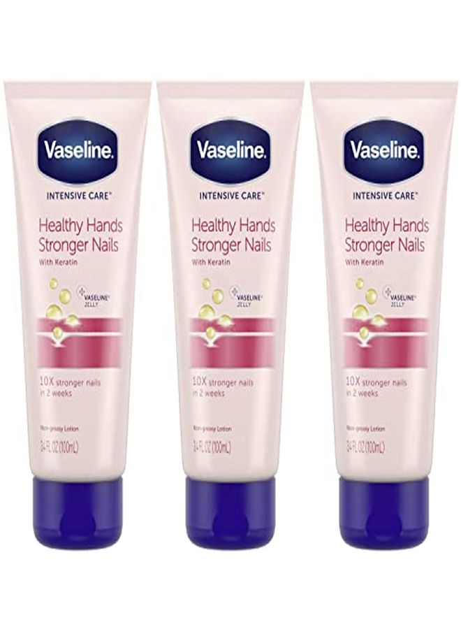 Vaseline Intensive Care Healthy Hand Stronger Nails Lotion, 3.4 Fl Ounce / 100 Ml (Pack Of 3) - Image 1