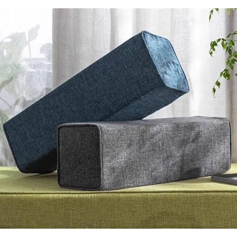 Cotton Linen Cylinder Bolster Pillow Sofa Round Neck Cervical Roll Pillow Washable Bed Long Rectangular Bolster Pillow (Dark Blue, Rectangular Pillow:15×48CM/5.91×18.9) - Image 3