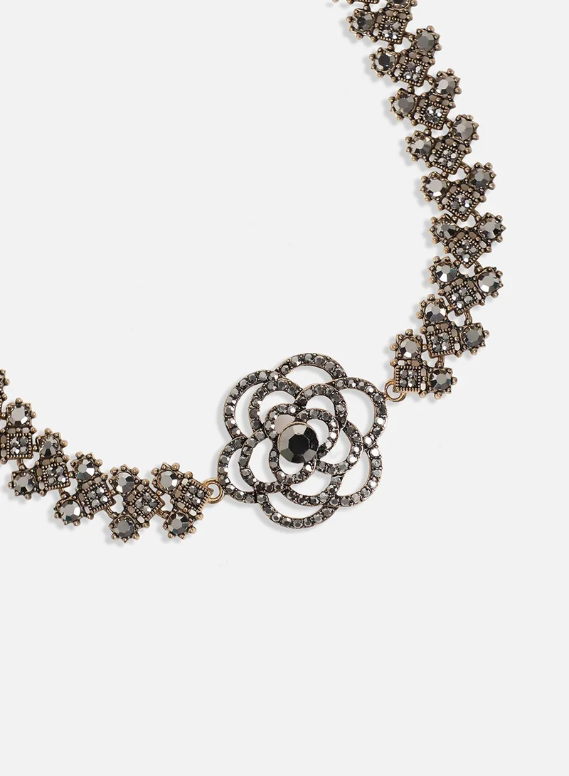 SOHI Rose Crystal Artificial Jewellery Set