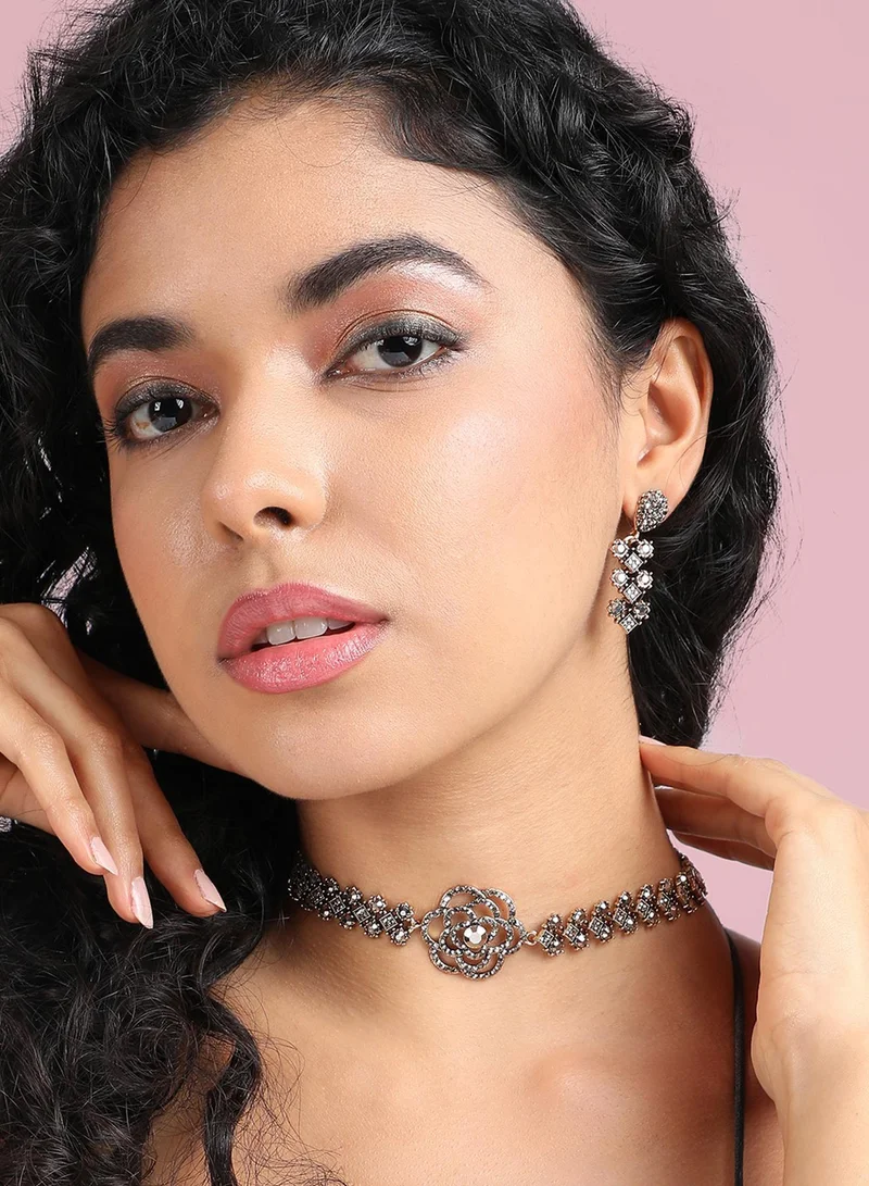 SOHI Rose Crystal Artificial Jewellery Set