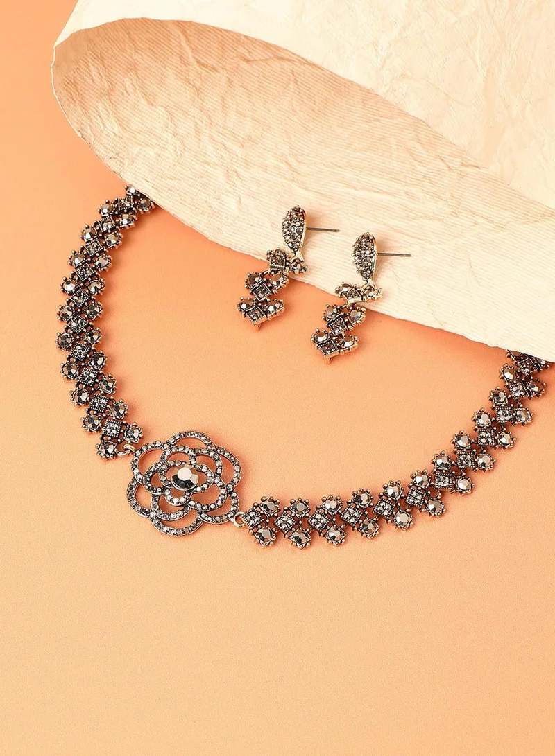 SOHI Rose Crystal Artificial Jewellery Set