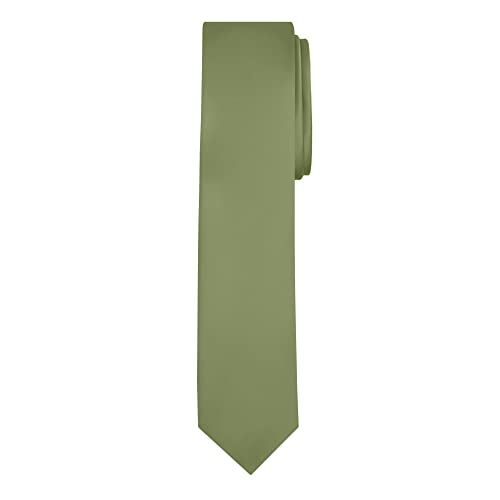 Jacob Alexander Men's Skinny Width 2" Solid Color Tie - Olive - Image 1